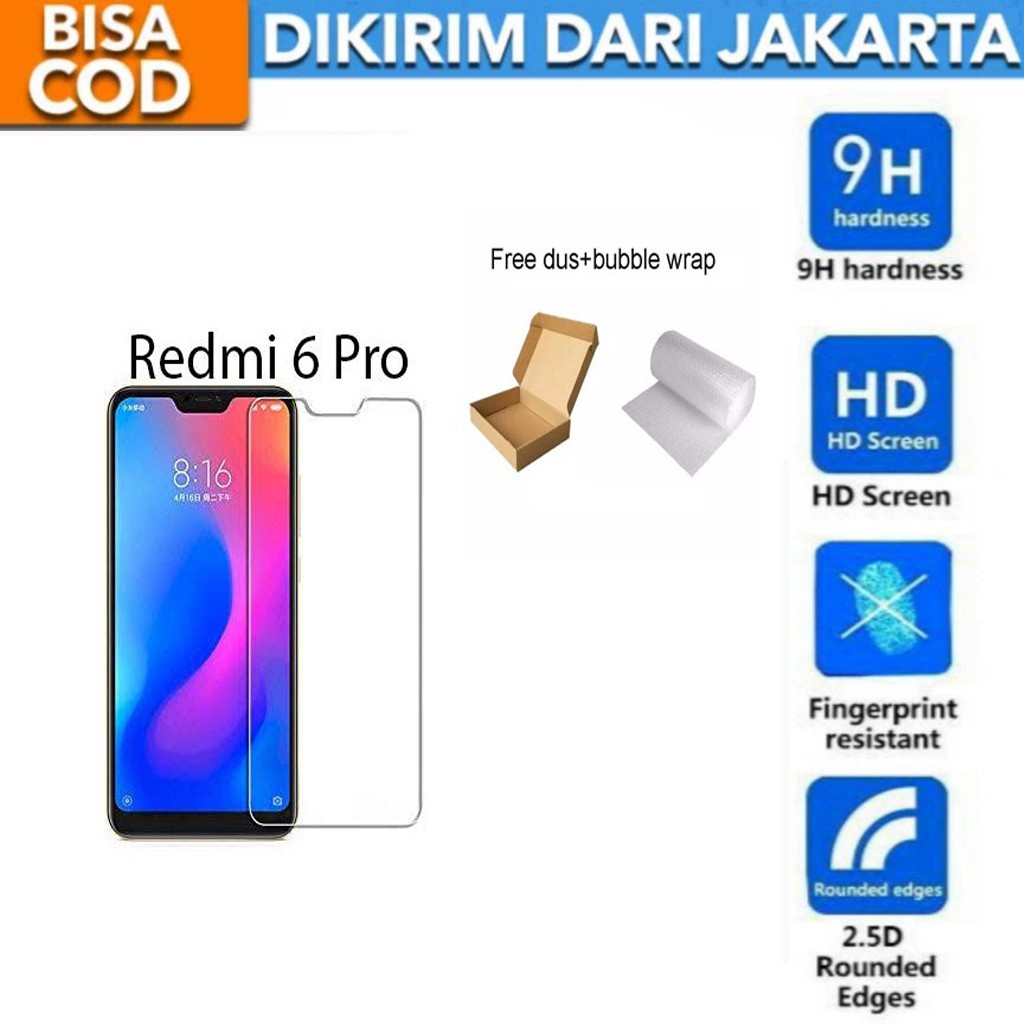 Xiaomi Redmi 6 Pro Tempered Glass Screen Protector Anti Gores