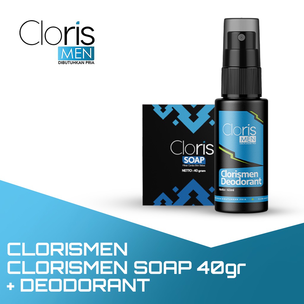 Clorismen PAKET Deodorant & Soap 40 gram Sabun Muka Pria Anti Jerawat Dan Kusam