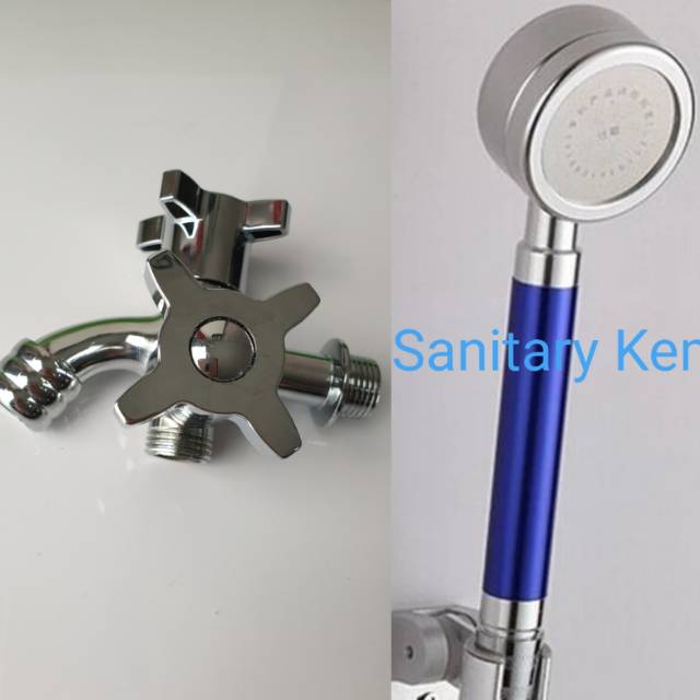 PAKET MURAH KOMPLIT ( BY 1 GET 1 ) BELI HAND SHOWER MANDI DAPAT KRAN CABANG DOUBLE 2 LOBANG