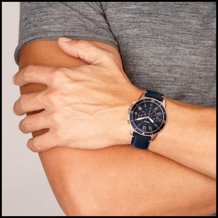 5RDI JAM TANGAN PRIA FOSSIL GRANT SPORT CHRONOGRAPH BLUE LEATHER FS5237 QF18