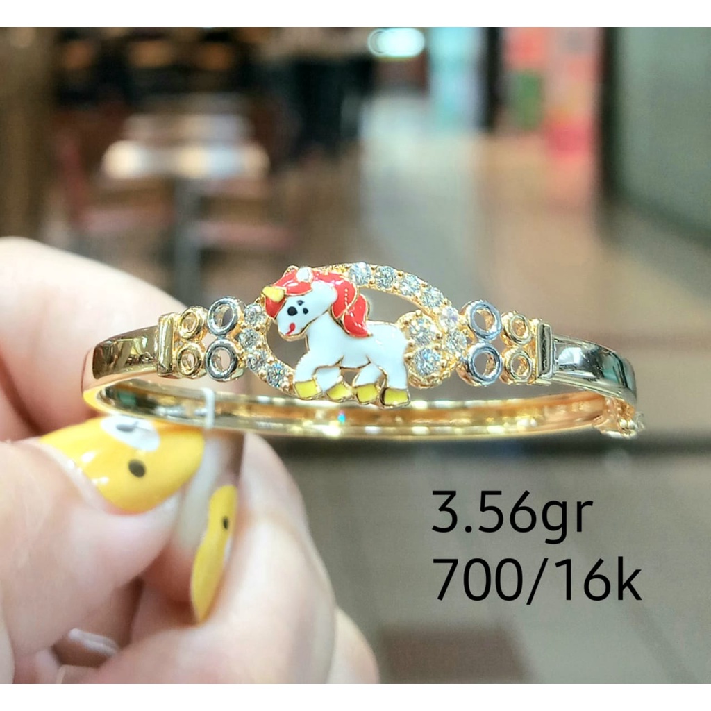 Gelang Anak Kaku Emas Unicorn Kadar 70% 3.56 Gram