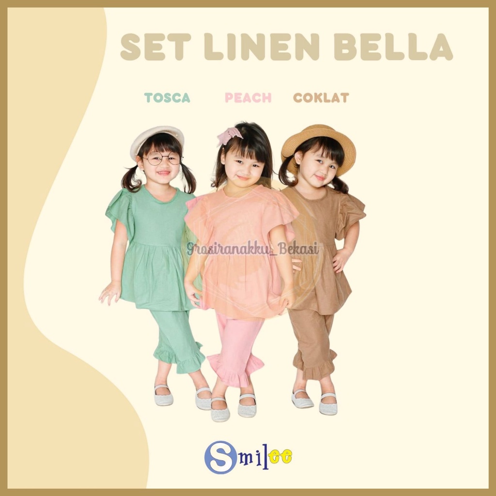 Setelan Anak Smilee Linen Bella Mix Warna Size 1,2,3,4,5