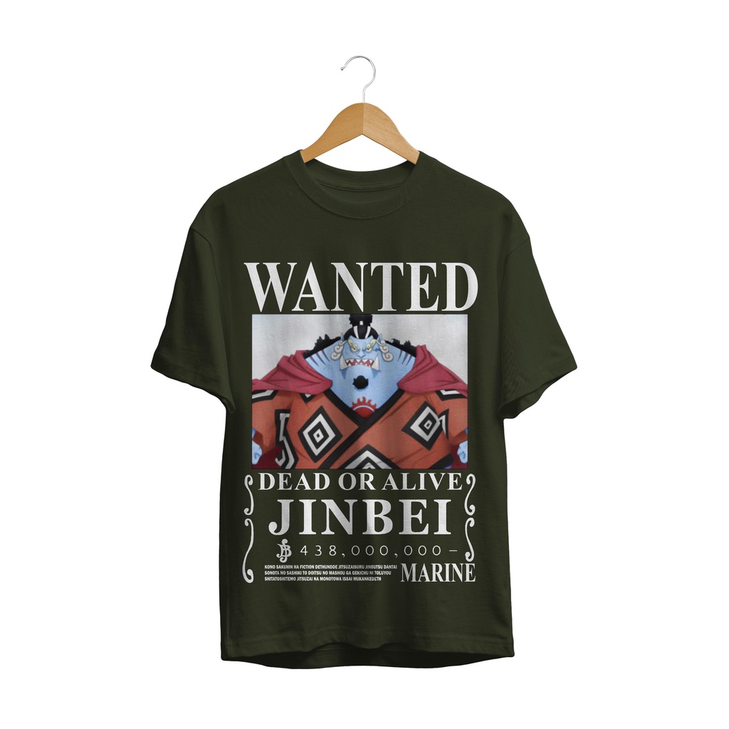 T-SHIRT BAJU ANIME ONE PIECE WANTED MUGIWARA JINBEI