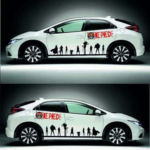 cutting sticker mobil one piece luffy n friends stiker mobil avanza agya xenia ayla jazz yaris veloz
