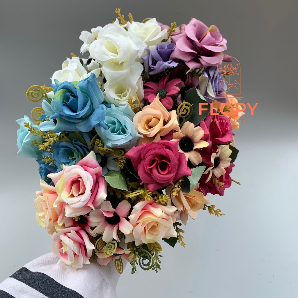 [5 Tangkai] Mawar Chrysan X5 Artificial Flower / Bunga Plastik