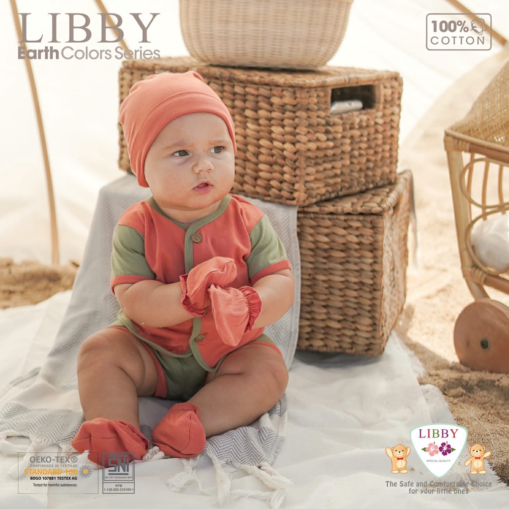 Libby Earth Series Comfy Set Kombinasi - Setelan Baju Pendek Bayi