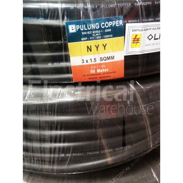 Kabel Listrik NYY 3x1.5mm2 PULUNG 50 Meter ( 3x1.5mm 3x1.5 mm 3 x 1.5 mm2 3x1,5 50M )