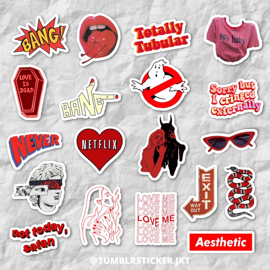 

STICKER TUMBLR RED PACK | STICKER AESTHETIC LAPTOP | STICKER TUMBLR HP JURNAL