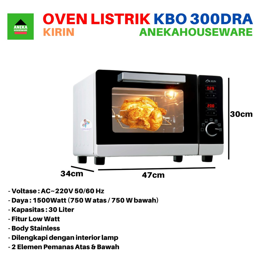 Anekahouseware Digital Oven Listrik Low Watt KBO 300DRA Kirin