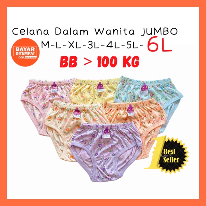 CD Celana Dalam Kancut Sempak Wanita Perempuan Dewasa Jumbo 5L 6 L Big Size Melar Celana Dalam Jumbo