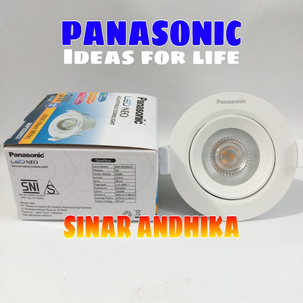 LAMPU LED ADJUSTABLE DOWNLIGHT PANASONIC 3 WATT NNP 20220/NNP 20200