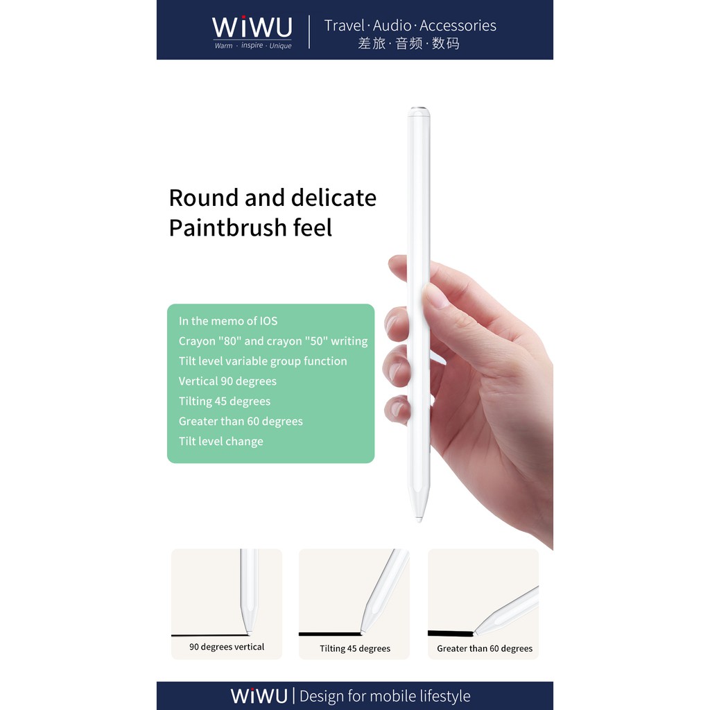 WIWU PENCIL PRO - Palm Rejection Stylus Pen for Tablet - Stylus Pen untuk tablet tipe dan keluaran tertentu