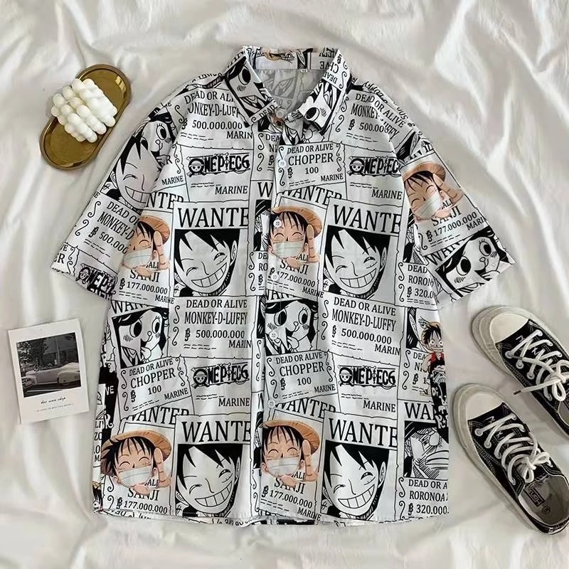 baju Kemeja Shirt Koko Bowling Pantai Anime One Piece Monkey D Luffy Manga bisa custom desain suka s