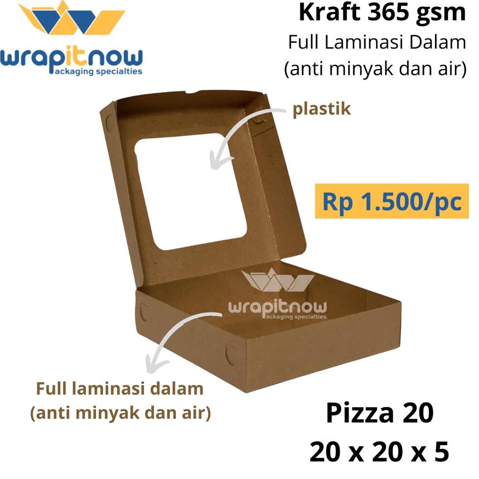 

(PROMO NTD40) (isi 50 pcs) Dus Kraft 20x20x5 Laminasi// dus pizza/ dus roti sobek/ box kraft/ dus kurma/ pabrik dus ❆