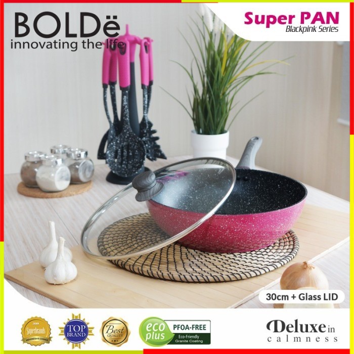 PANCI BOLDE SUPER PAN WOK 30CM LID GRANITE SET PANCI BOLDE SET INDUKSI TEPLON TEFLON PENGGORENGAN MU