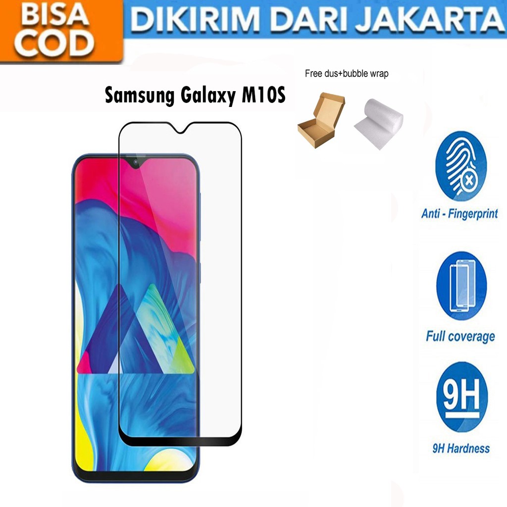 Tempered Glass Samsung Galaxy M10S Full Cover/Full Screen Protector Anti Gores