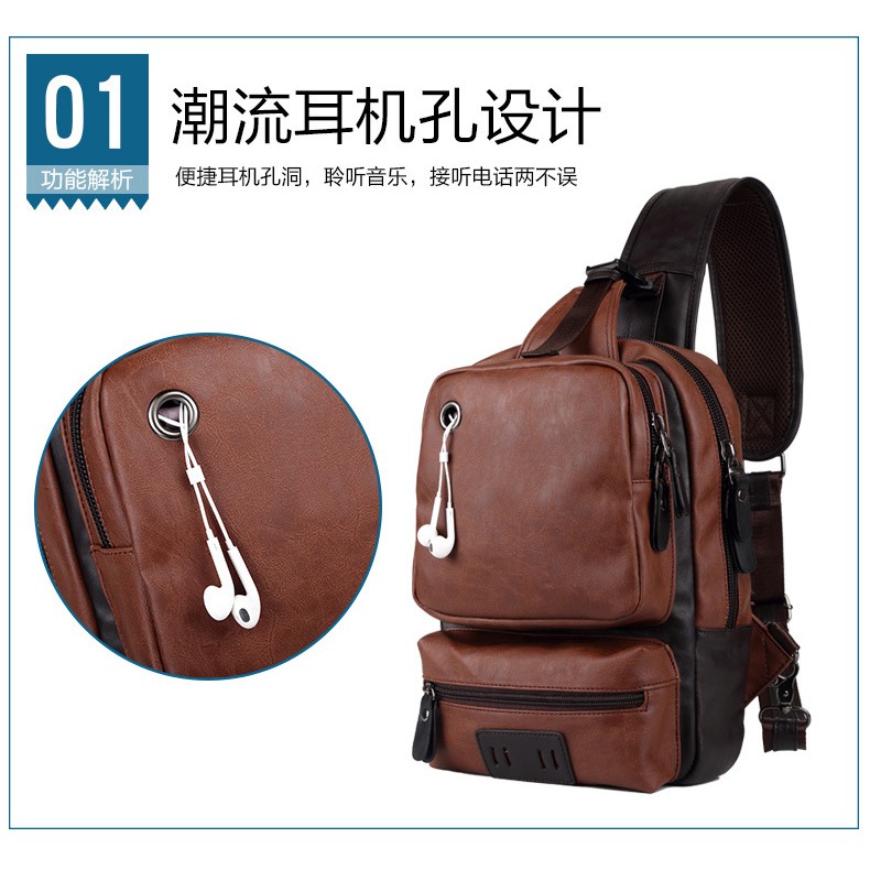 [ORIGINAL] Etonweag Tas Selempang Kulit Pria Korean Style Shoulder Messenger Bag Outdoor Sports Import