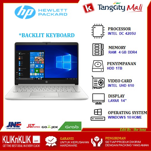 Laptop Hp 14s Cf1046tu Cf1047tu Intel 4205u Ram 4gb Hdd 1tb Win10 Shopee Indonesia