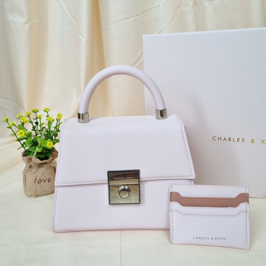 GIFT SET TAS CK BLACK PINK WITH CARD HOLDER