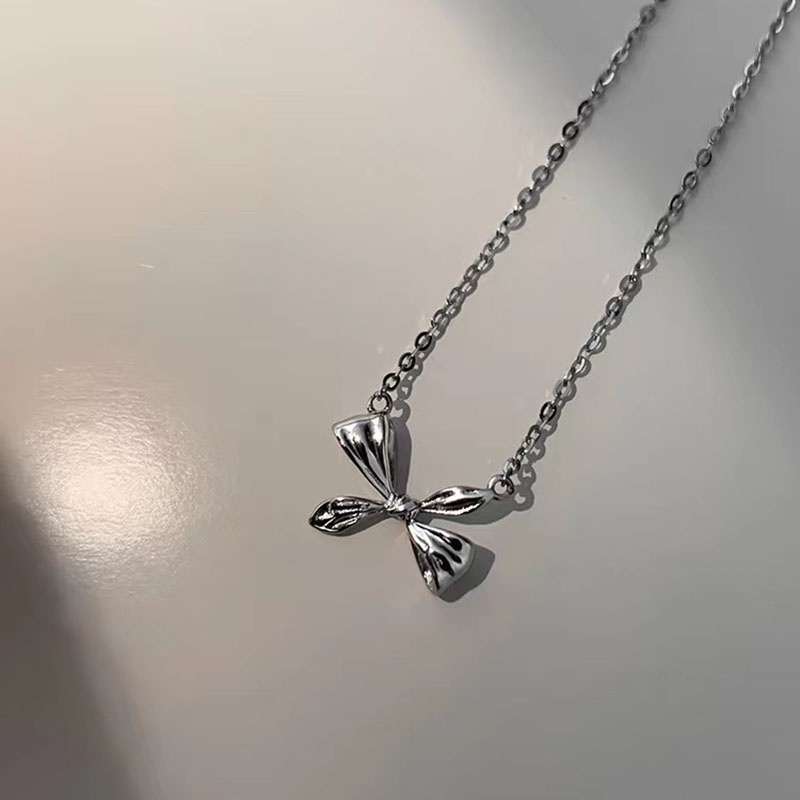 Kalung Rantai Silver Wanita Liontin Pita Untuk Pestahadiah 2022