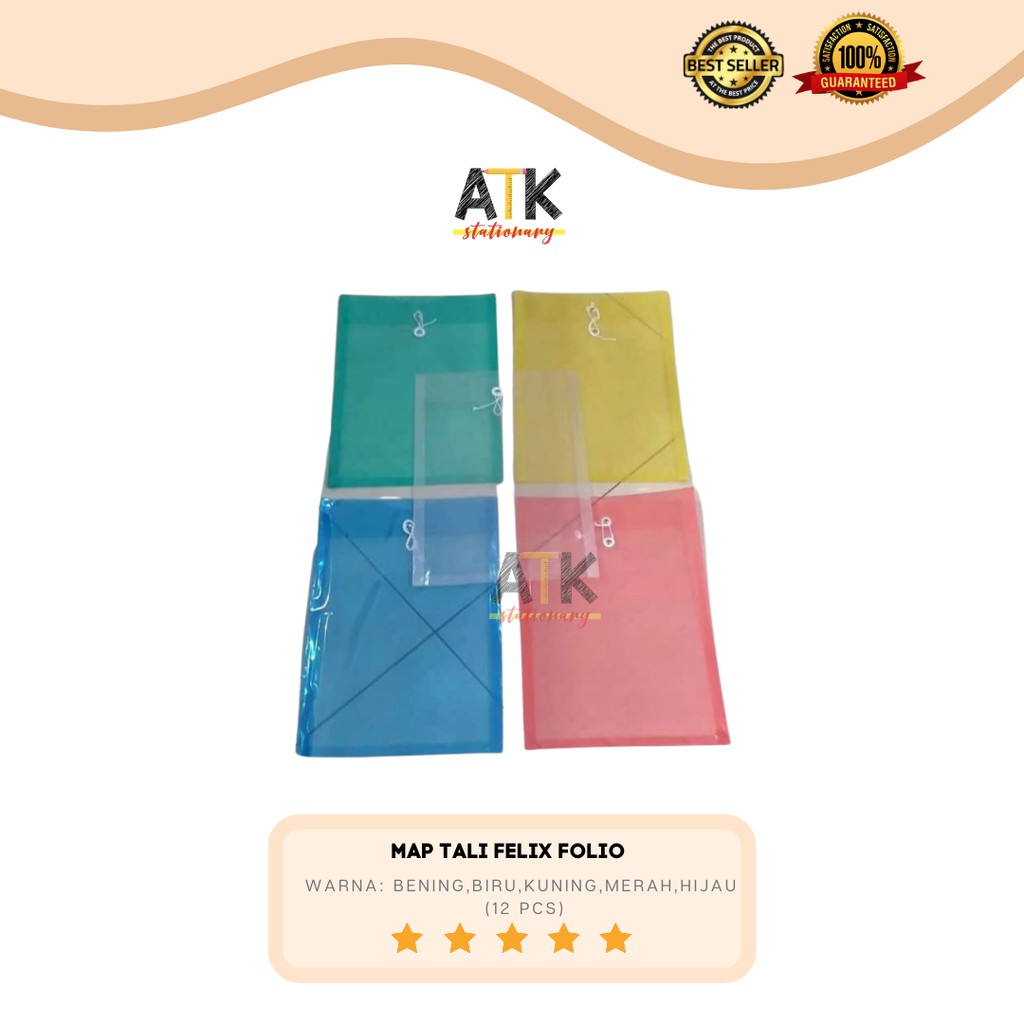 

Map Plastik Tali Jenia Murah Folio 1 Lusin ( 12 Pcs) atk