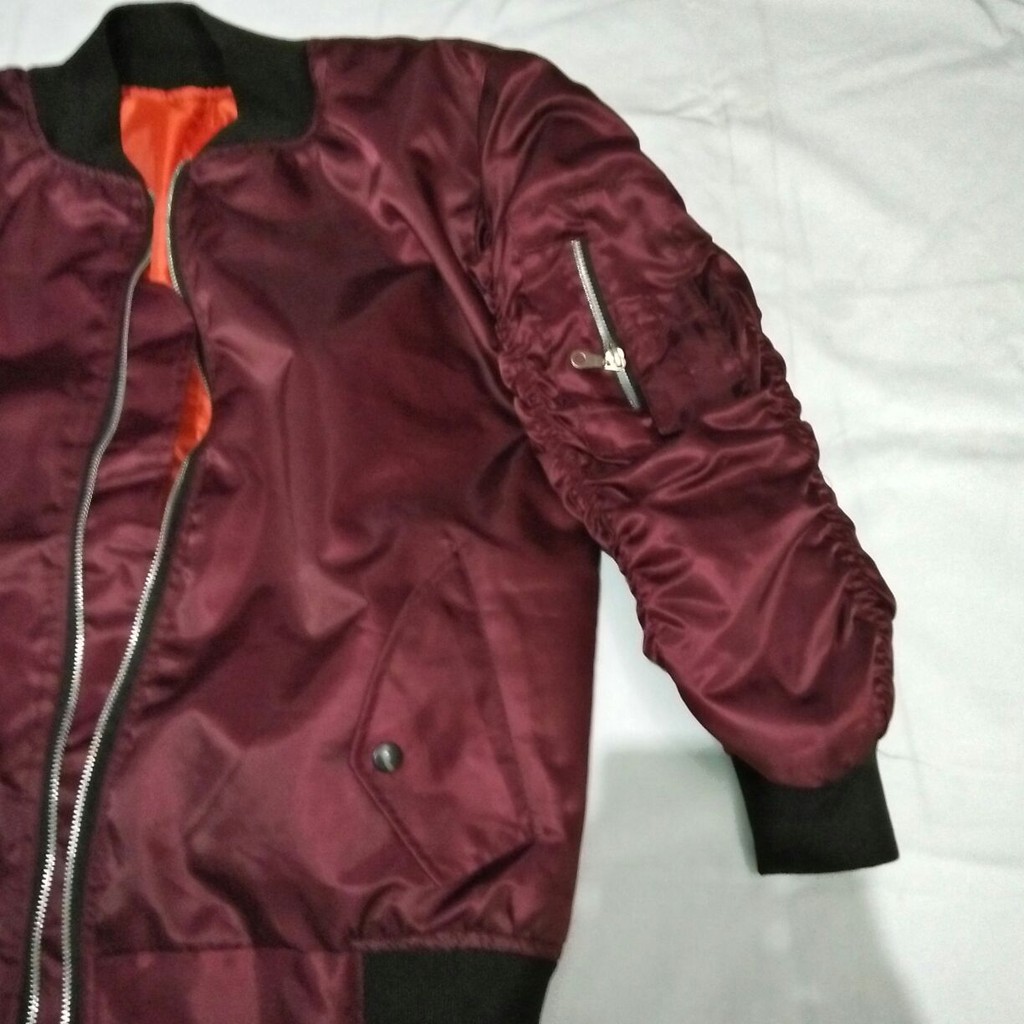 jaket bomber maroon scot resleting besi