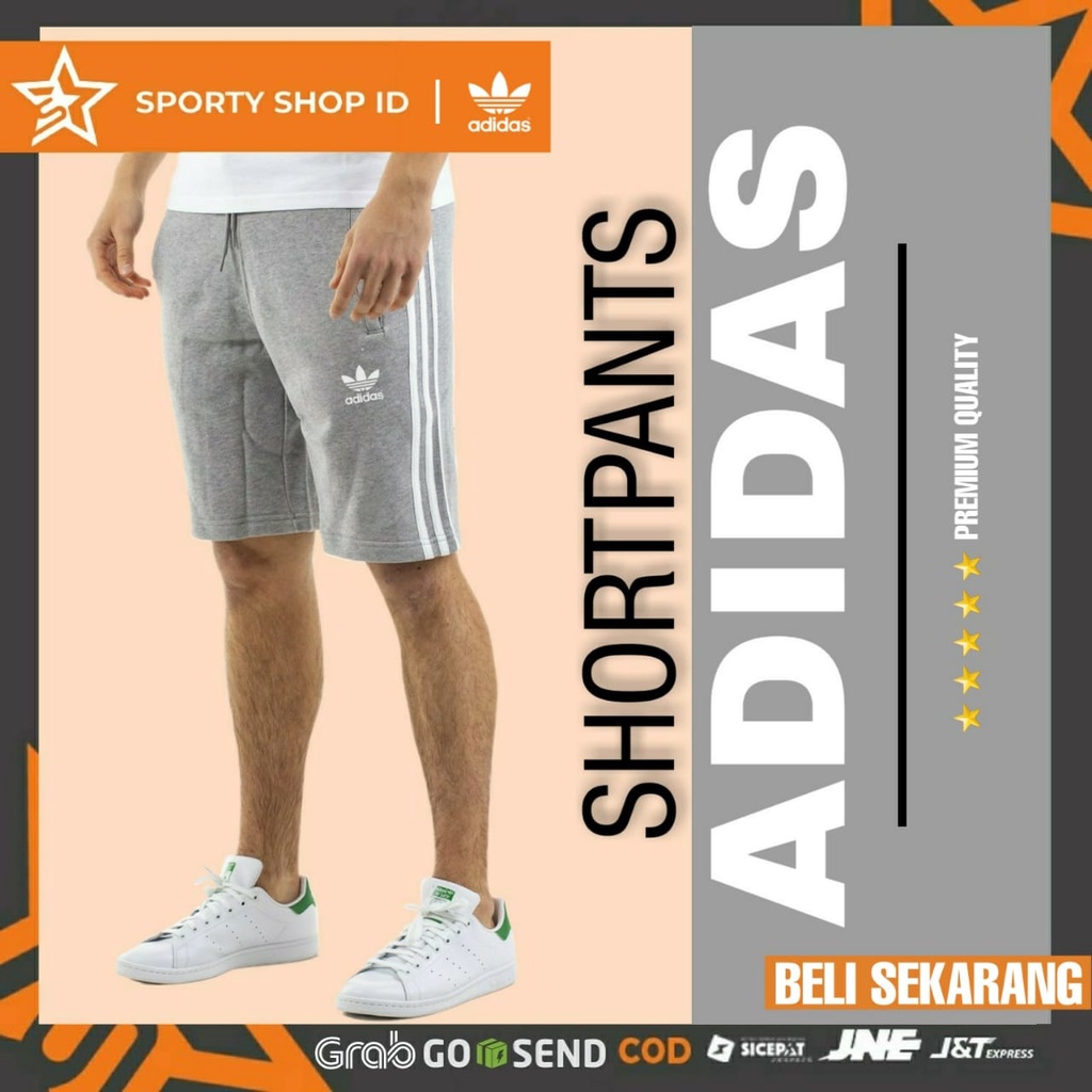Celana Kolor Bawahan Pendek Shortpants Sport Olahraga Lari Joging Running Adidas Pria Abu