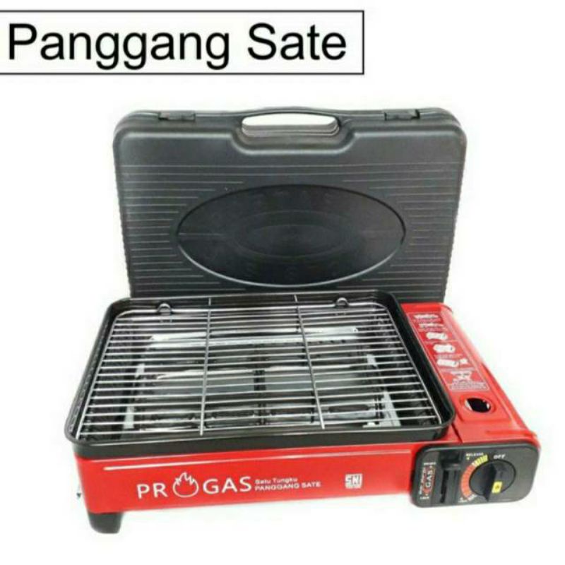 Progas . BBQ  Sate , Kompor Barbeque  , Grill 2in1 , Panggangan Portable