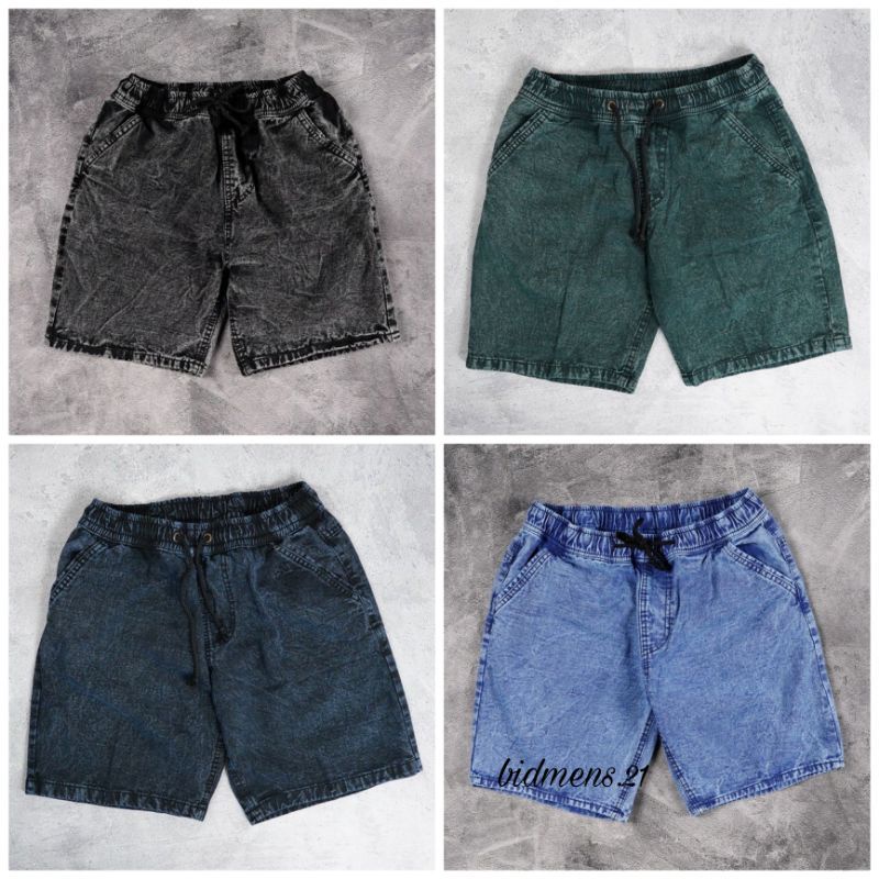 Boardshorts celana kolor pria jeans santai terbaru snow hitam