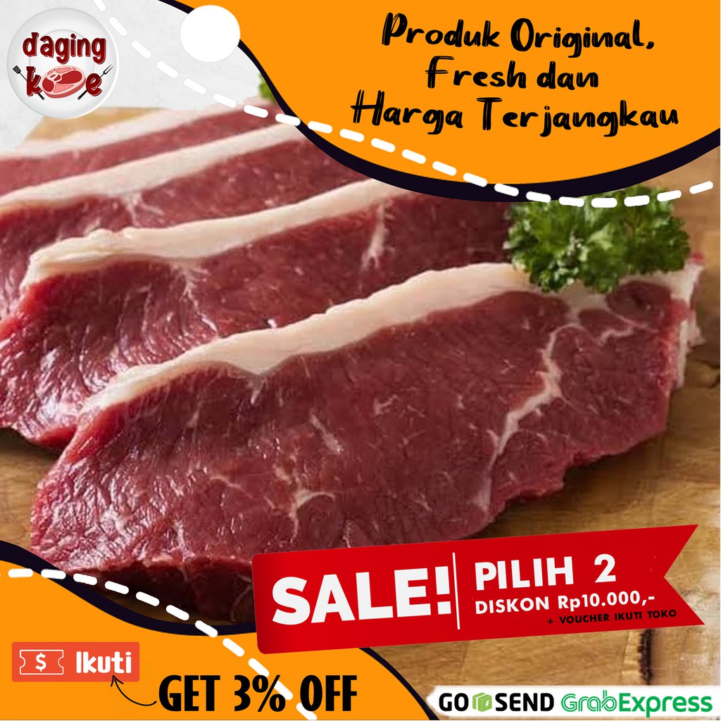 

DAGING SAPI SIRLOIN BEEF STEAK IMPOR AUS GRADE A KEMASAN 1 KG DK171
