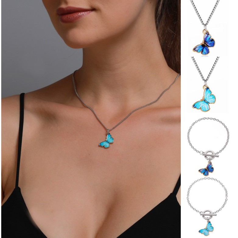 Kalung Liontin Kupu GRADIEN Butterfly Gaya Korea Fashion Women Necklace Rantai Kupu Klavikula Wanita