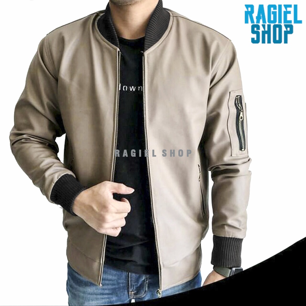 RGL x BOMBER - Jaket Pria Kasual Bahan Kain Semi Kulit Sintetis Viena Grade A Faux Synthetic Leather