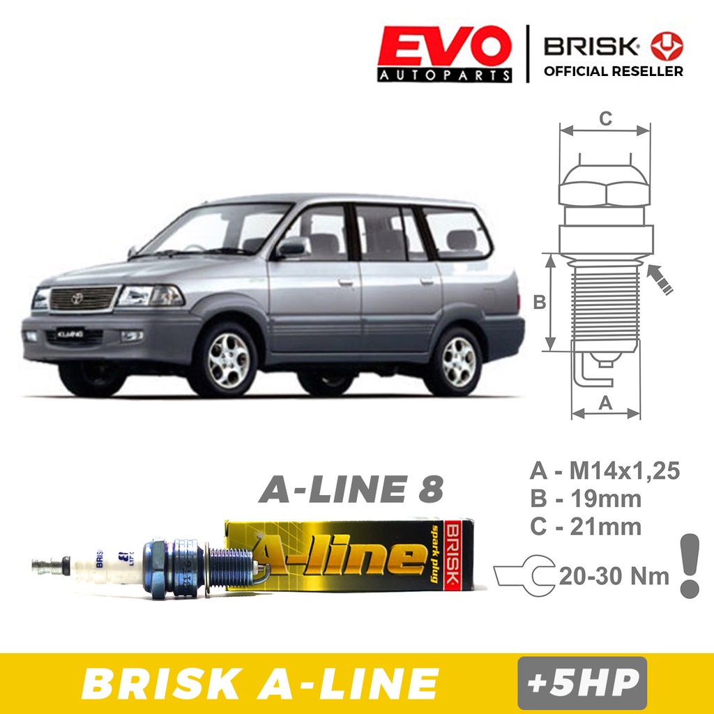 Brisk Busi Mobil A-Line 8 Kijang Kapsul, Krista, Colt