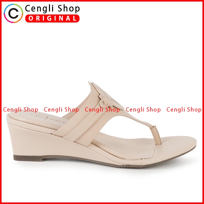 SANDAL WEDGES KULIT HUSH PUPPIES WANITA ORIGINAL TERBARU CREAM HW07