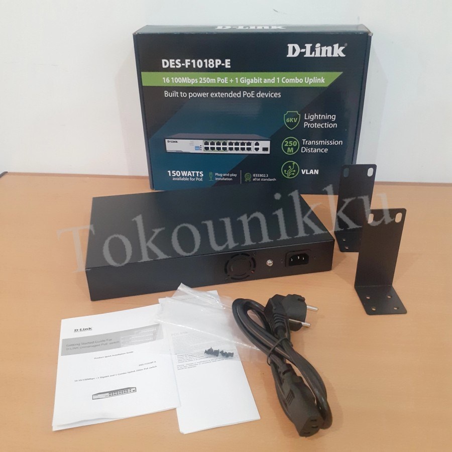 Switch D-LINK DES F1018P-E 2Uplink + 16PoE 150W - DLINK DESF1018PE