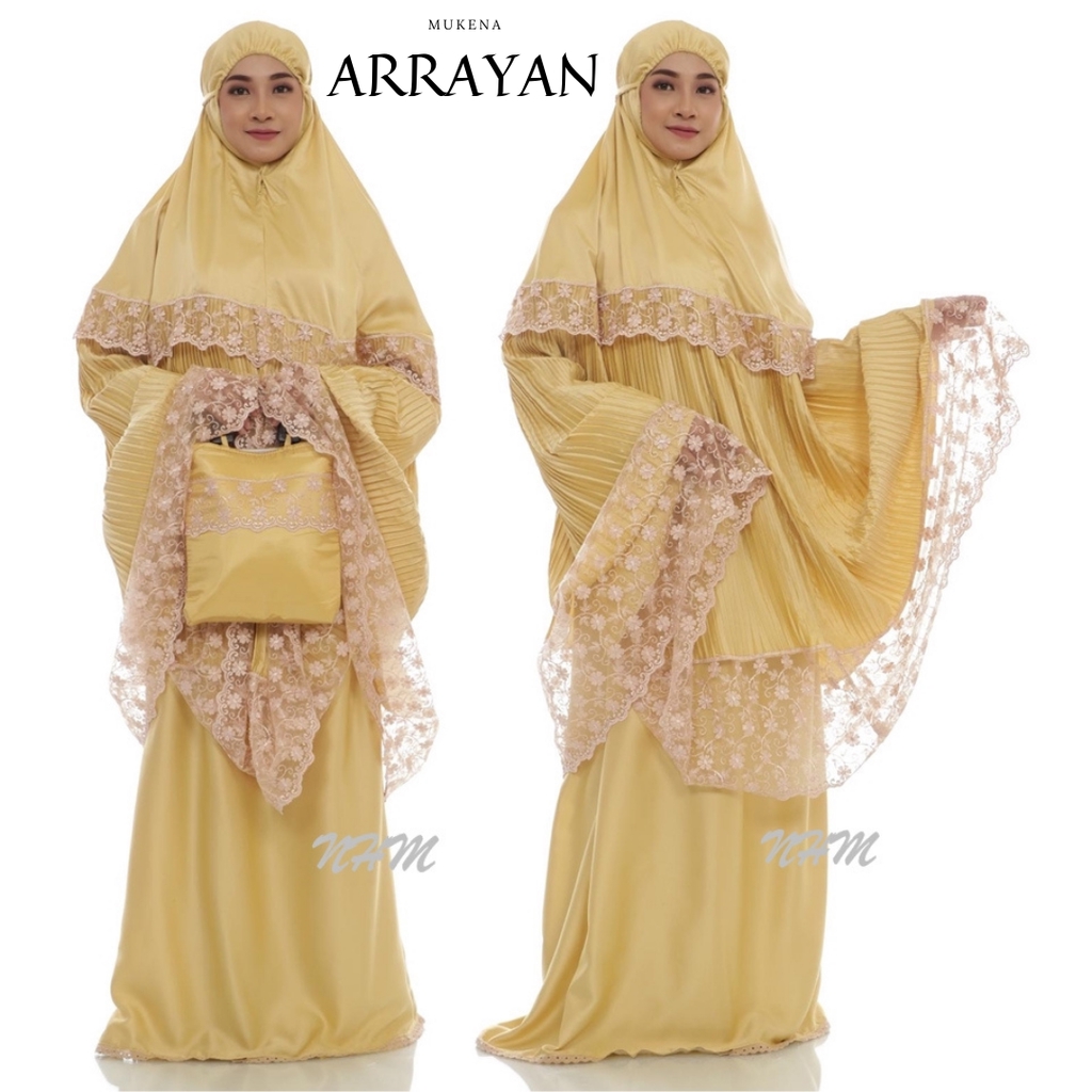 Mukena Dewasa Plisket Arrayan-Mukena Plisket MUSTARD-Mukena Terbaru