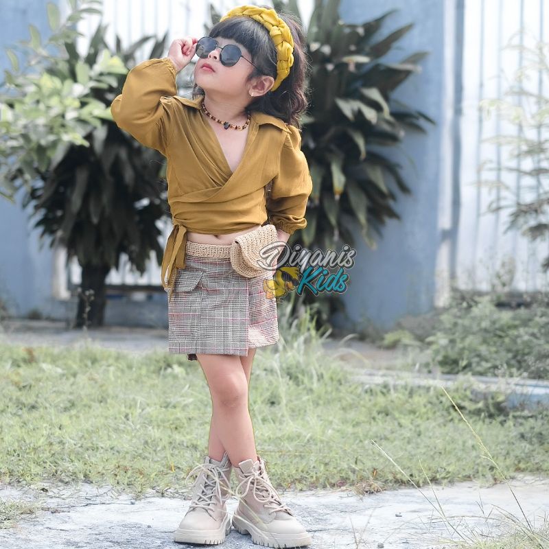 KAIRA crop wrap blouse couple ibu dan anak/baju kemeja outer atasan blouse ibu dan anak