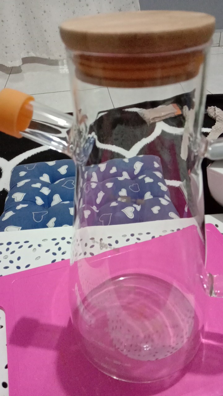 Botol Tempat Minyak Teko Teh Tutup Bambu / High Borosilicate Glass Jar With Bamboo Lid Im-016