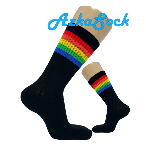 Kaos kaki skate oldschool motif ranbow hitam