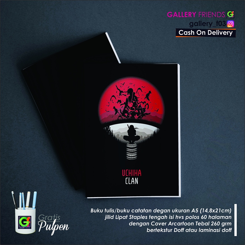 Jual Buku Tulis Anime Naruto Uchiha Clan Ukuran A5 Isi 60 Halaman Jilid