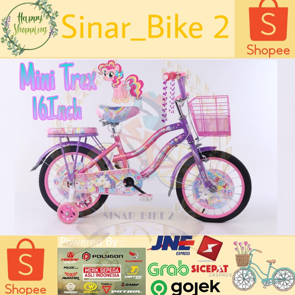 Sepeda Mini 16Inch Trex Karakter Kuda Pony/LittlePony (Gosend/Grab)