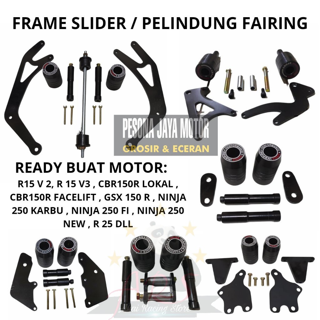 Frame Slider Agna Pelindung Fering Agna R15 V2,R15 V3,Cbr 150 R,Gsx 150r,Ninja 250 Karbu,Fi,R25,Ninja 250 New - Akai Racing Store