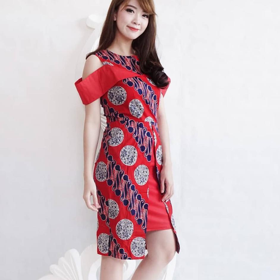 TERMURAH Dress Batik Dress Batik Imlek Model Sabrina TERMURAH Dress Batik Dress Batik Imlek Model Sabrina