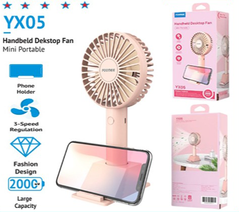 Foomee Yx05 Kipas Angin Tangan Phone Holder stand Portable Mini Fan Handheld Desktop Dudukan Hp