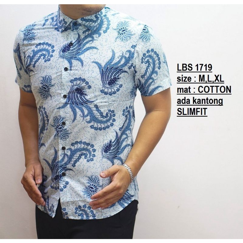 KEMEJA BATIK PRIA SLIM FIT LENGAN PENDEK COLINDION CS24