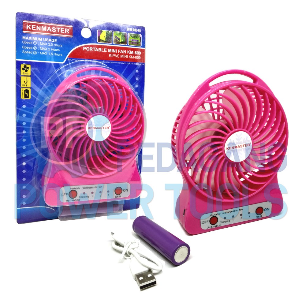 KENMASTER KIPAS ANGIN LISTRIK ELEKTRIK PORTABLE MINI USB FAN - MERAH