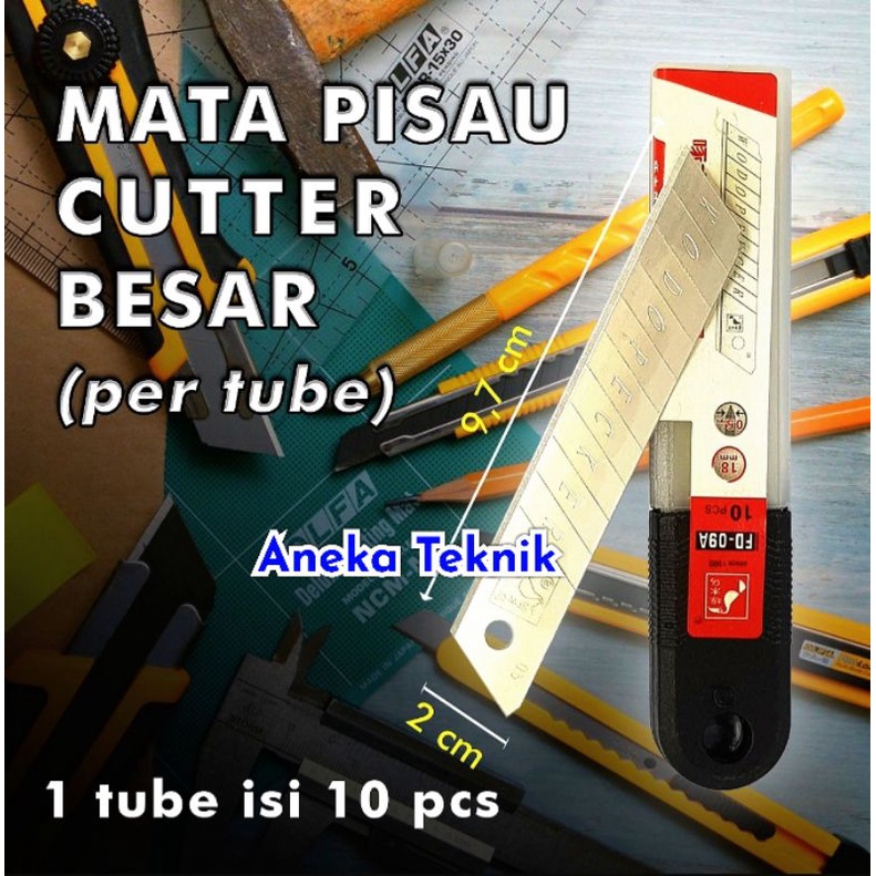 

REFILL Mata Pisau Cutter Besar / Jumbo 18 mm ( 1 TUBE = 10 pcs )