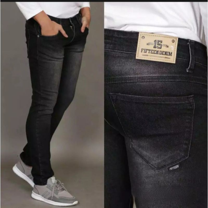 Celana jeans pria / celana panjang Straight celana jeans black panjang skinny semi slimfit cowo / cowok