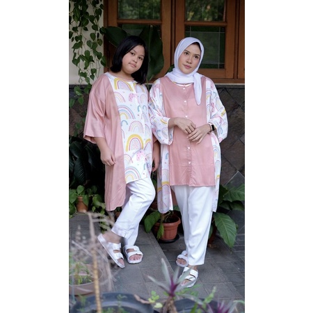 TUNIK IBU DAN ANAK TUNIK COUPLE ATASAN COUPLE CETTA BATWING RAINBOW