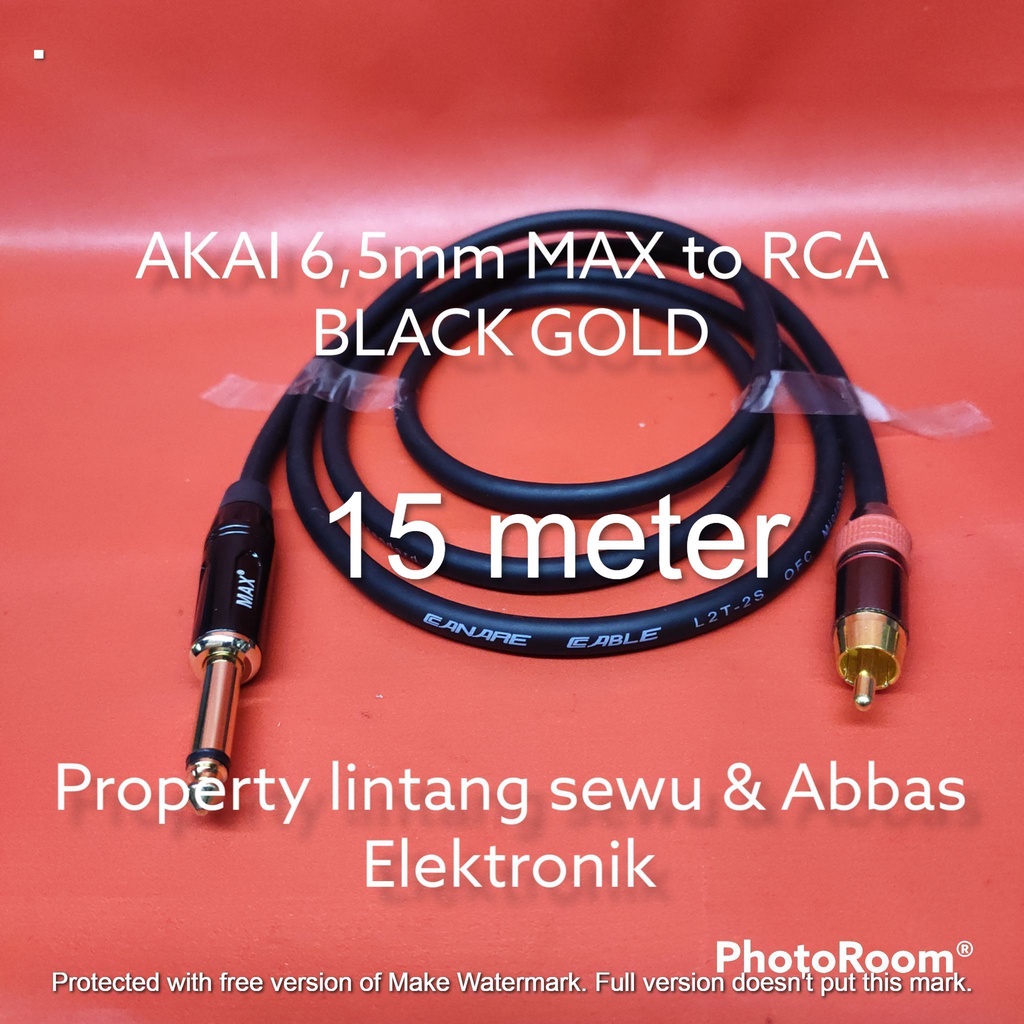 KABEL JEK AKAI 6,5MM MAX  TO RCA BLACK GOLD 15 METER